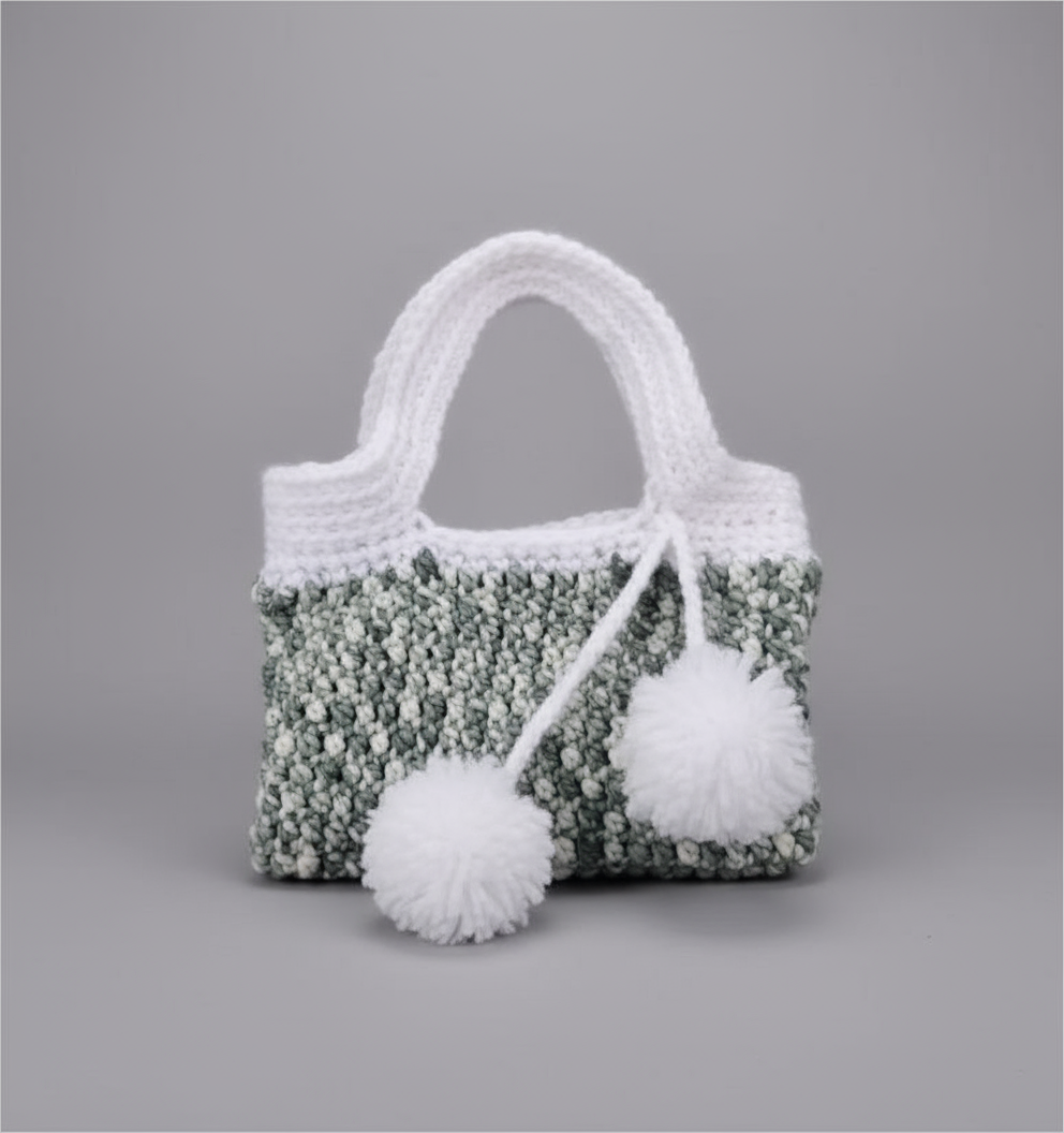 Pom Pom Cozy Crochet Bag